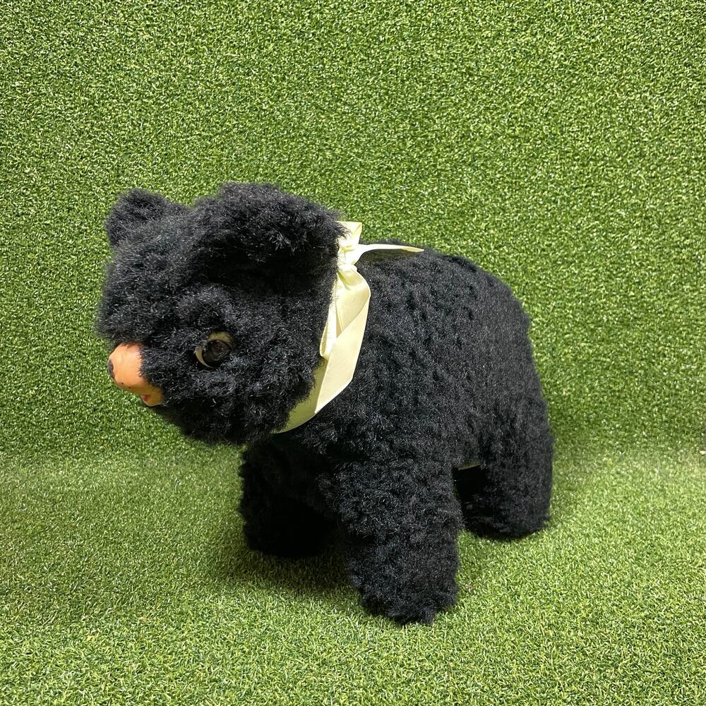 Vintage Knox Kreations Black Bear Plush Rubber Face Toy 1960s Tagged